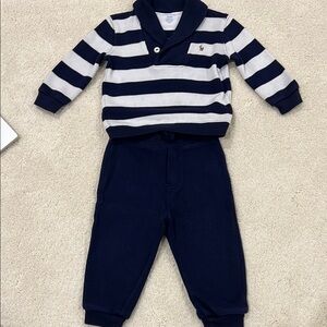 NWOT Ralph Lauren Navy and White Striped Baby Outfit